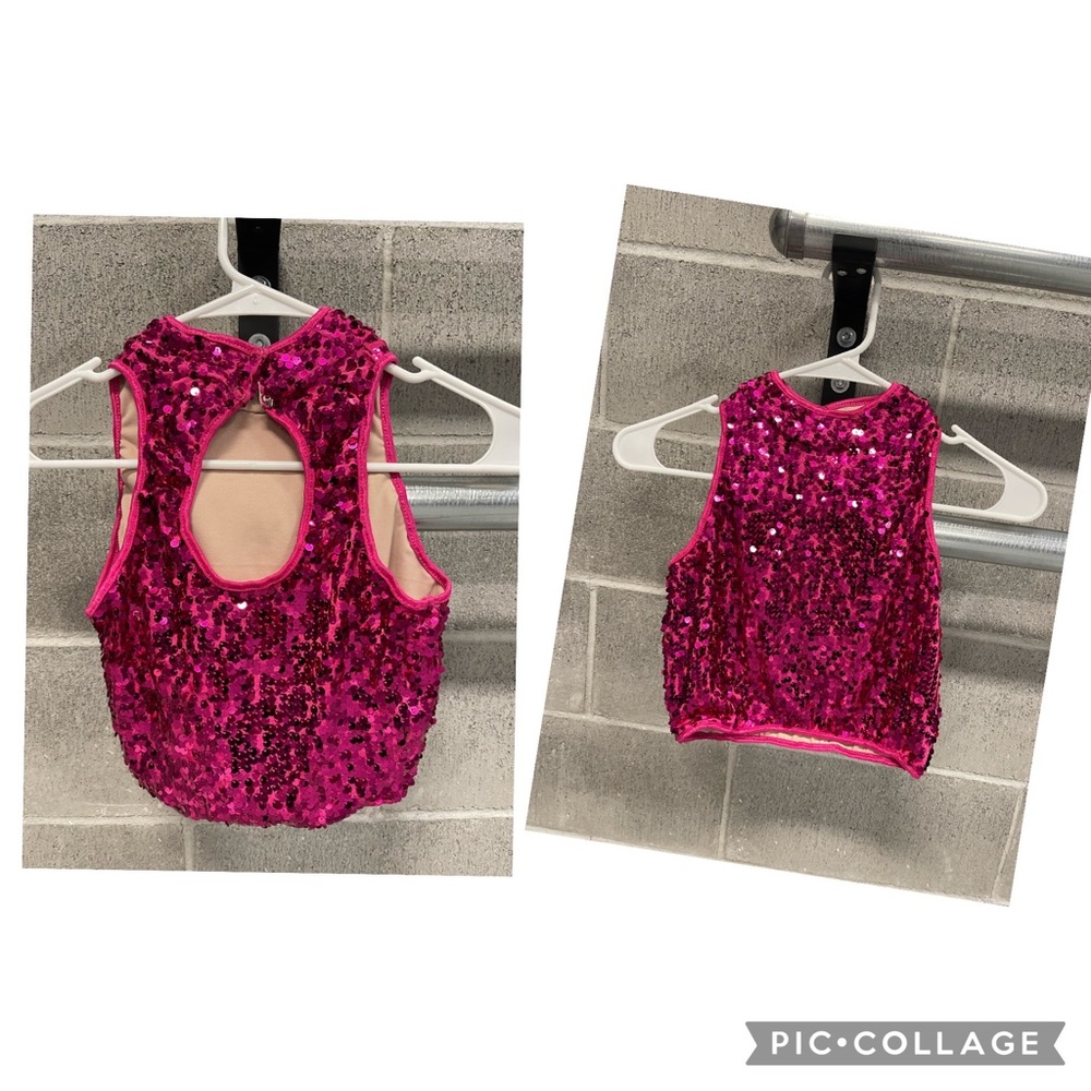 Great condition- pink sequined dance top- great for tap or Jazz